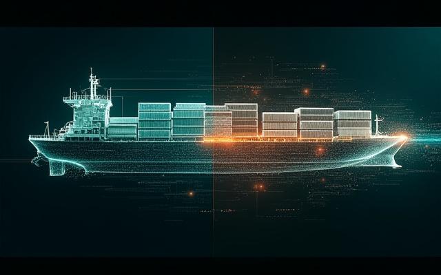 船舶のデジタルツイン技術を視覚化したグラフィック